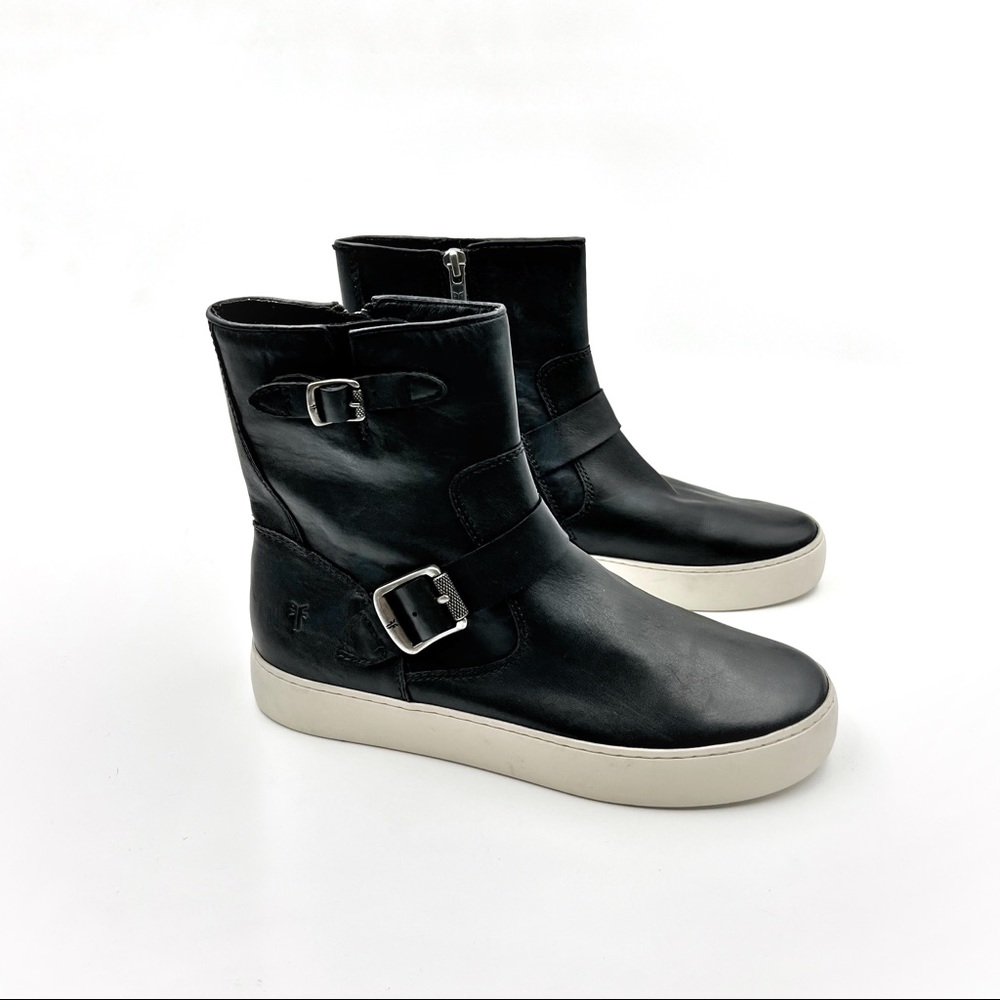 Frye leather sneaker zip moto boot